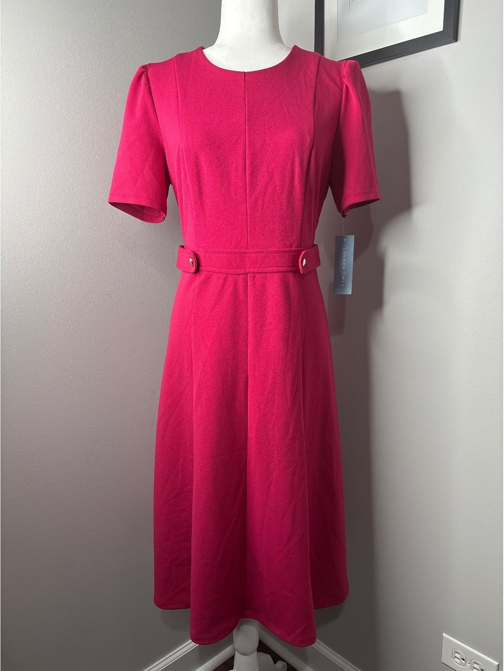 London Times Fuchsia Fit & Flare Dress Size 12